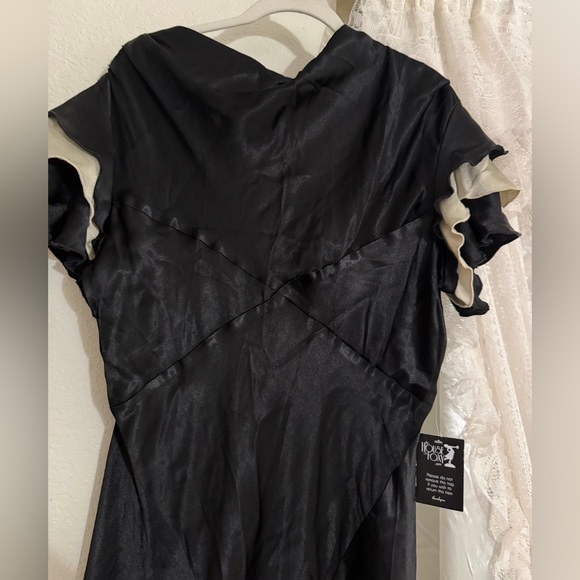 1930s Paramour Bias Cut Gown - Black & Ivory Satin - Picture 6 of 14